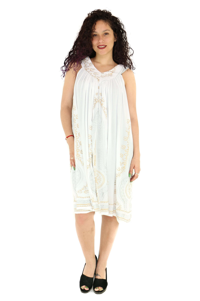 Scarf Print Sleeveless V-Neck Style Dress - Shoreline Wear, Inc.