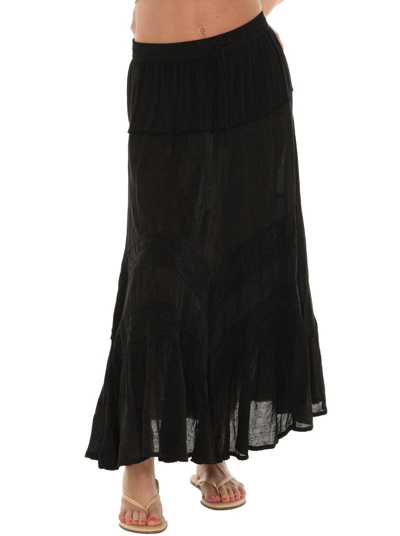 Embroidered Long Skirt with Drawstring - Shoreline Wear, Inc.