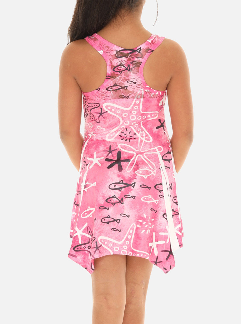 Kid's Knitting Short Dress With Sea Shells and Star Fish Prints - Shoreline Wear, Inc. Kid's Knitting Short Dress With Sea Shells and Star Fish Prints - Shoreline Wear, Inc.