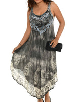 Sleeveless Tie-Dye Embroidered  Midi Dress - Shoreline Wear, Inc.