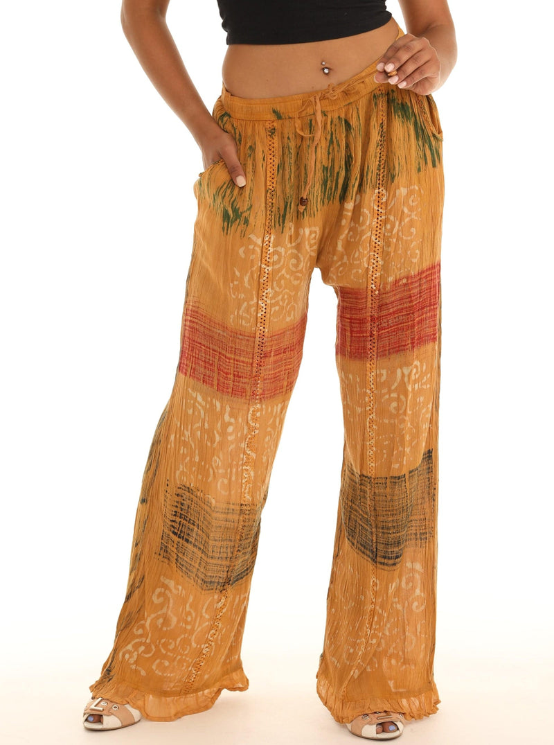Boho Tie Dye Floral Batik Print Pants - Shoreline Wear, Inc.