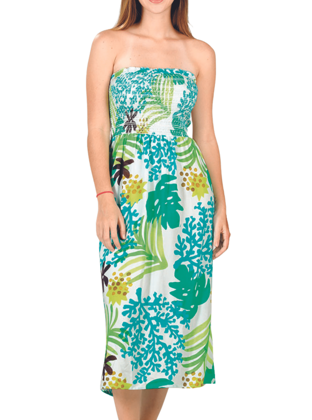 Tropical Reef Print Long Tube Dress - Shoreline Wear, Inc.
