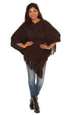 Waffle Knit Fringed V-Neck Poncho - Shoreline Wear, Inc.