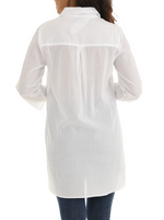 White Self Textured Button-Up Tunic - Shoreline Wear, Inc.