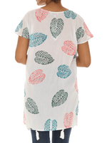 Leaf Print Fringe Top-Tunic - Shoreline Wear, Inc.
