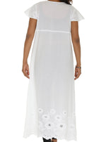 White Embroidered Cap-Sleeves Front-Tie Duster - Shoreline Wear, Inc.