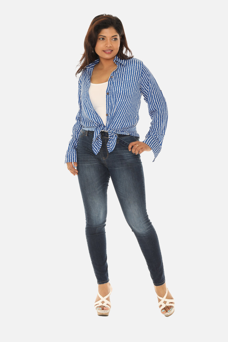 Vibrant Stripes A Bold and Classic Women's Shirt