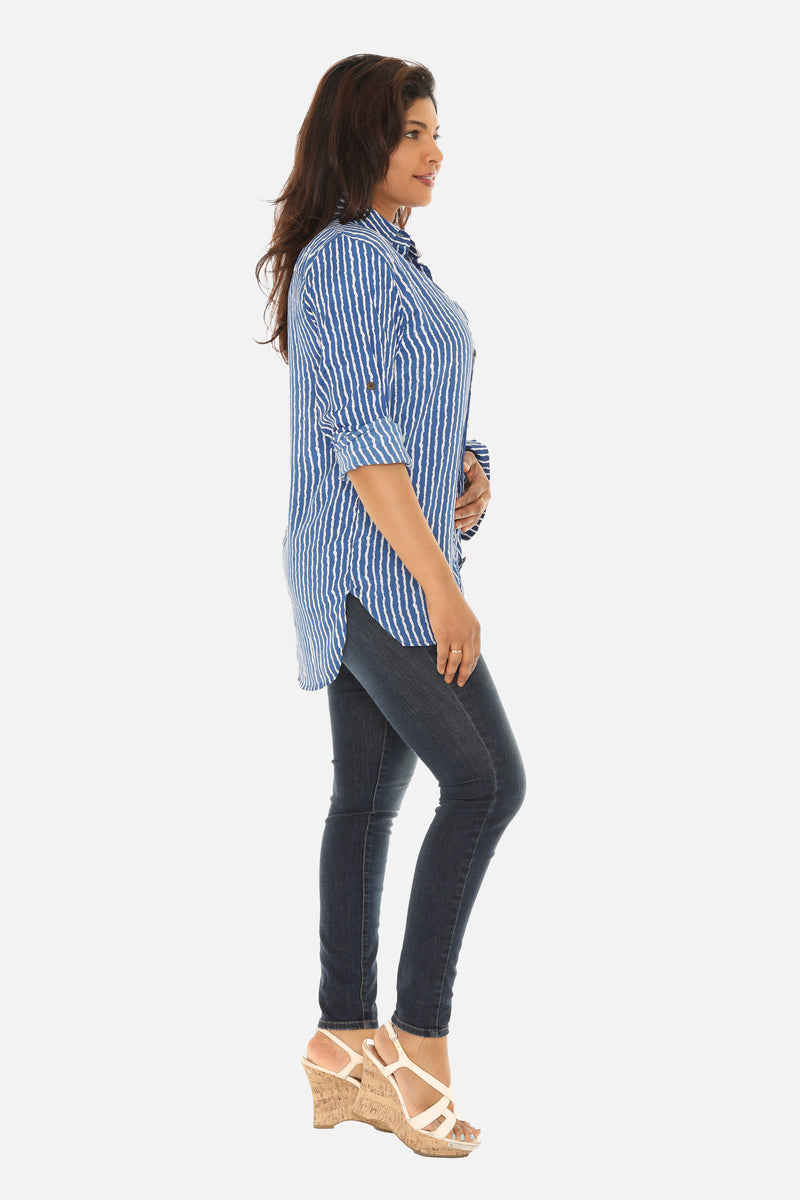 Vibrant Stripes A Bold and Classic Women's Shirt