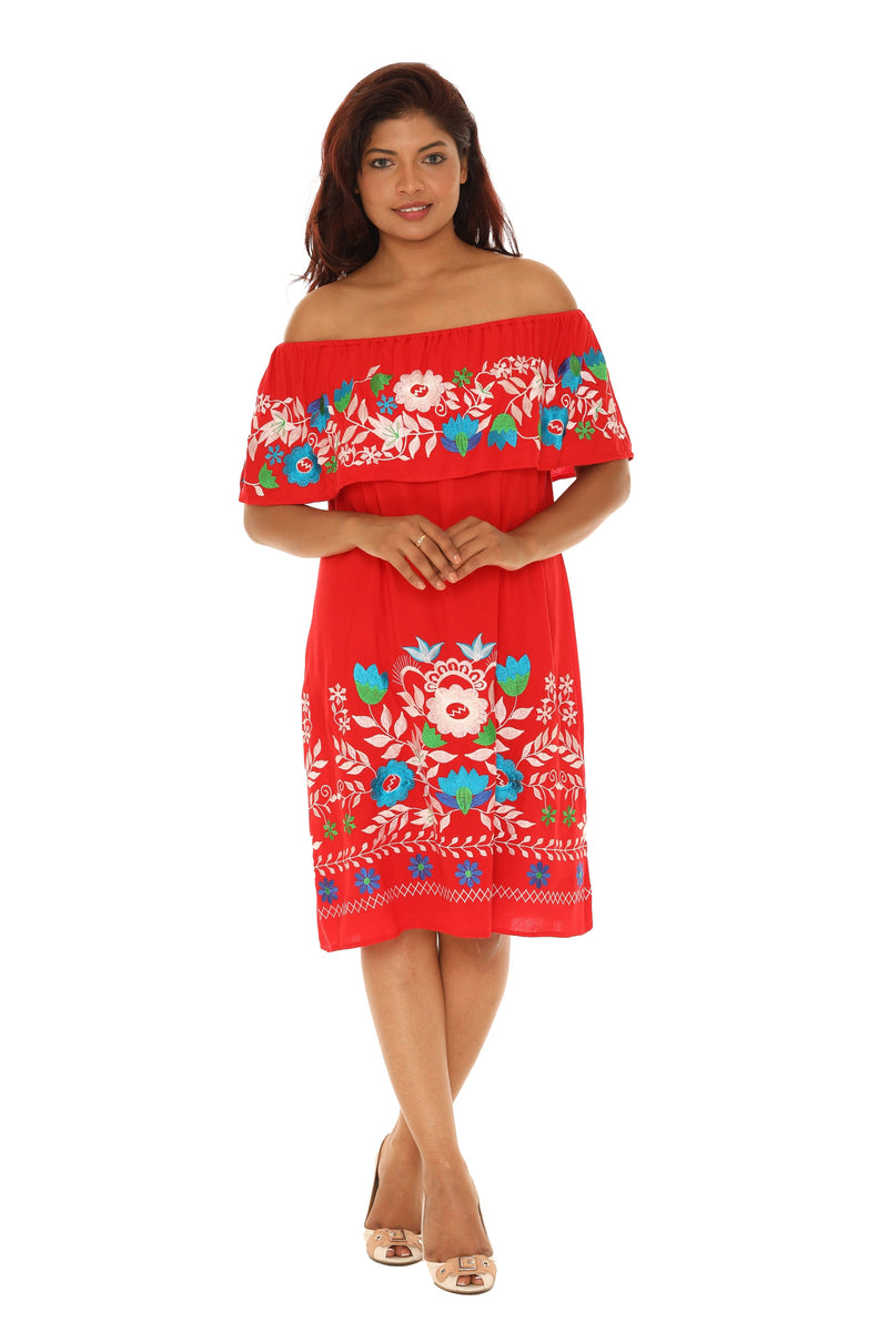 Floral Embroidery dress - Shoreline Wear, Inc.