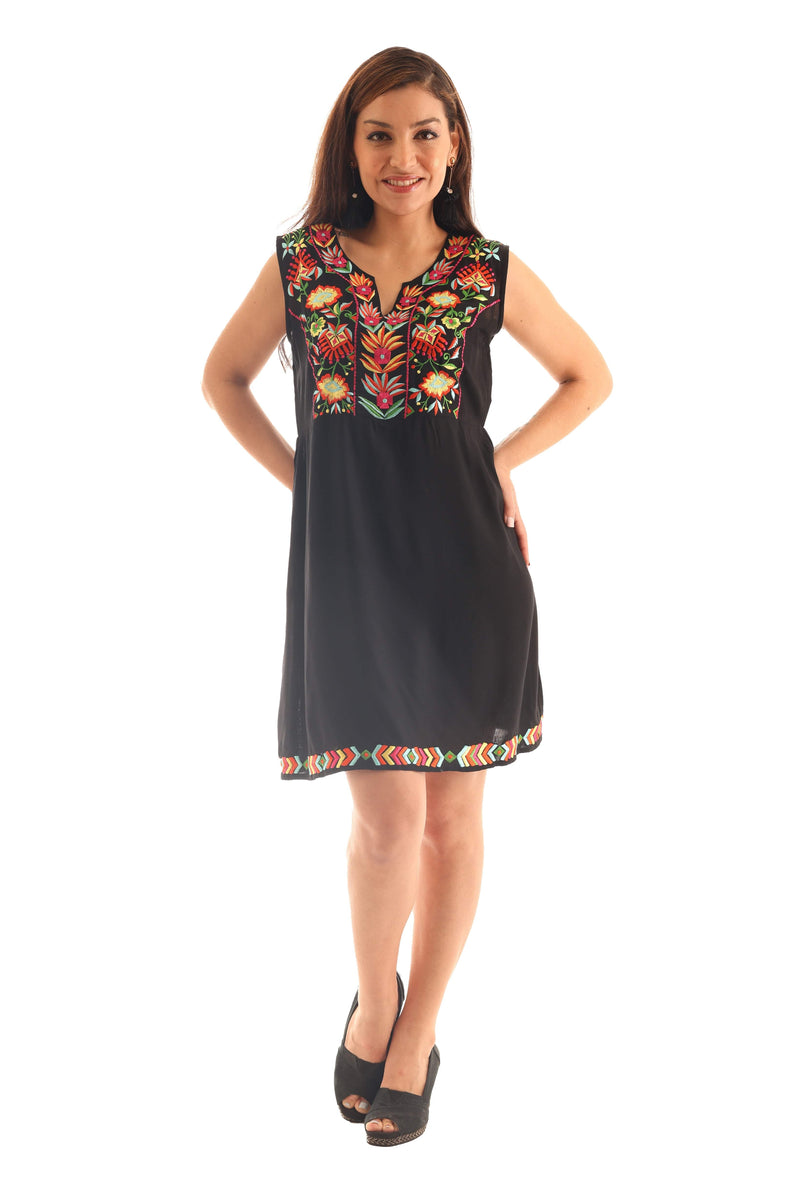 Black Embroidery Boho Dress - Shoreline Wear, Inc.