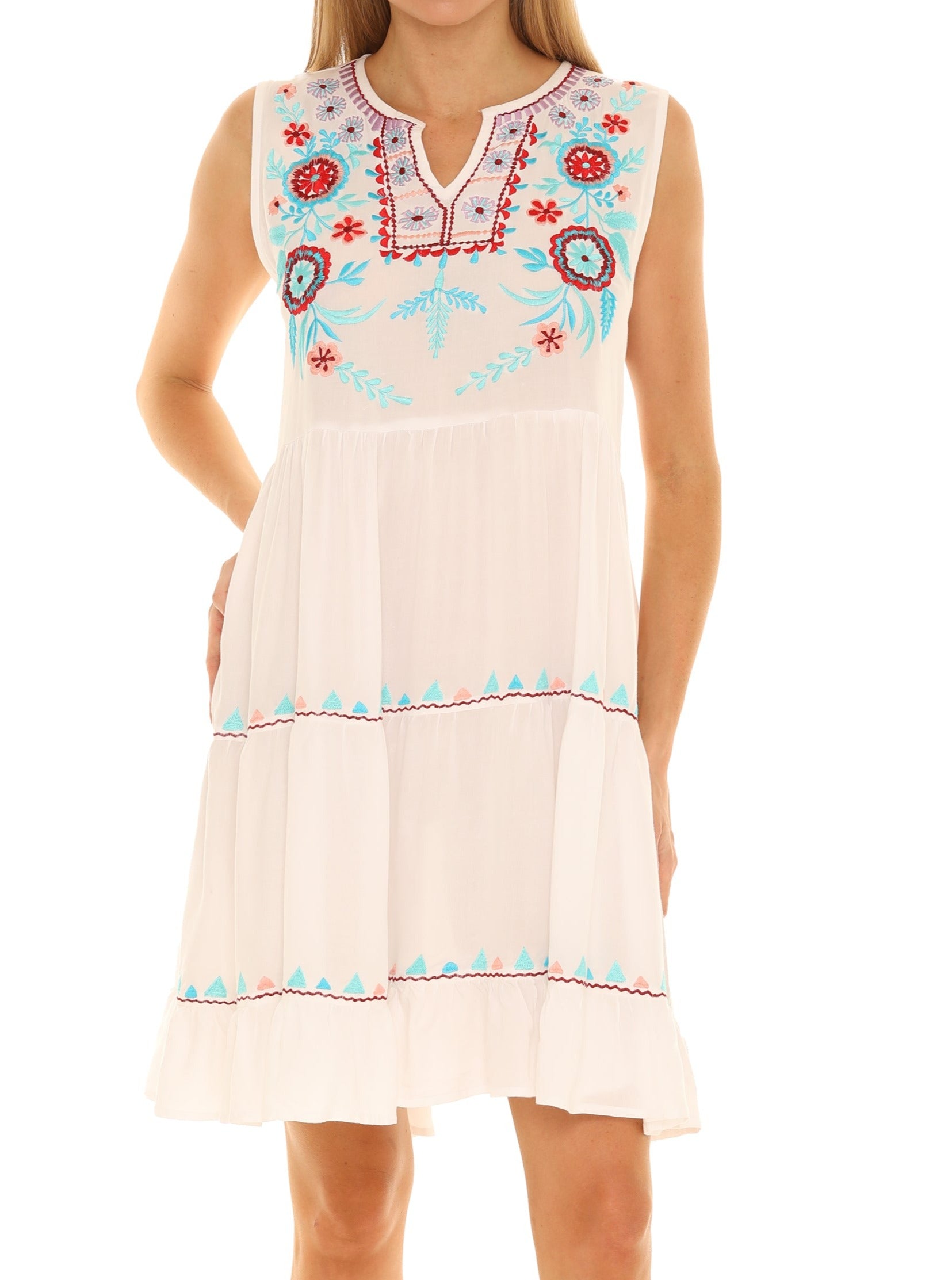 Embroidered V-Neck Dress