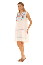 Geometric Floral Embroidery V-neck Dress - Shoreline Wear, Inc.