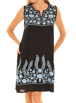 Floral Embroidered V- Neck A-Line Dress - Shoreline Wear, Inc.