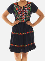 Midi Tiered Dress with Embroidery