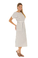Soft Stripes Cotton Midi Dress - Shoreline Wear, Inc.