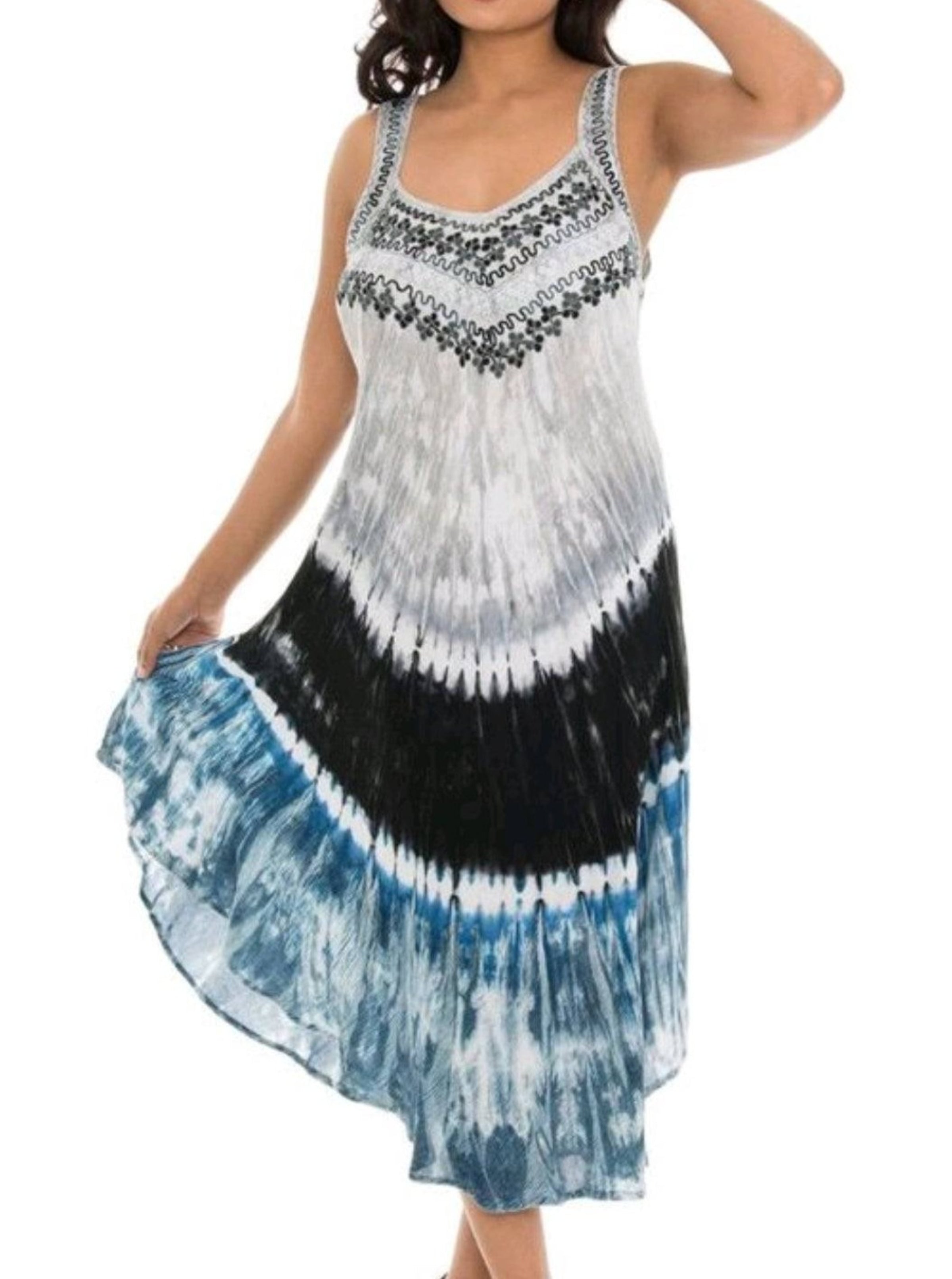 Three Layer Tie Dye Umbrella Dress - Shoreline Wear, Inc. Three Layer Tie Dye Umbrella Dress - Shoreline Wear, Inc.