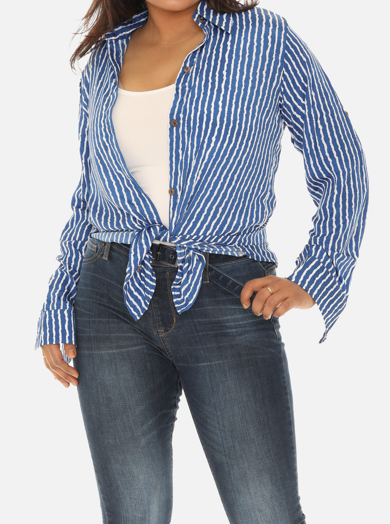 Vibrant Stripes A Bold and Classic Women's Shirt